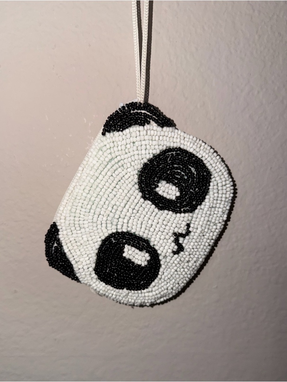 Vintage Beaded Panda Coin Purse